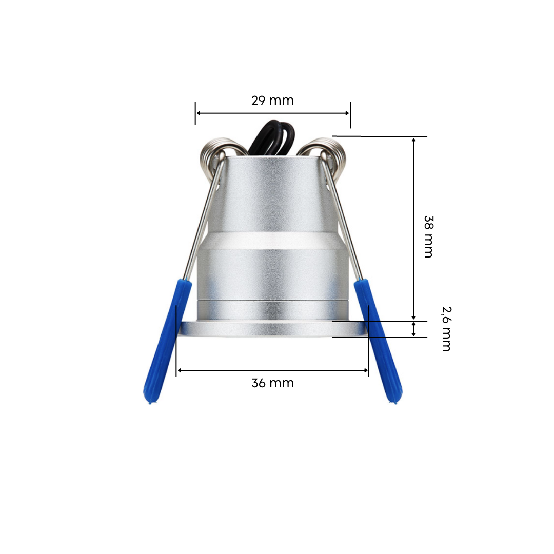 12er Komplettsystem Set (3 Watt) dimmbare LED-Einbaustrahler IP65 (Silber)