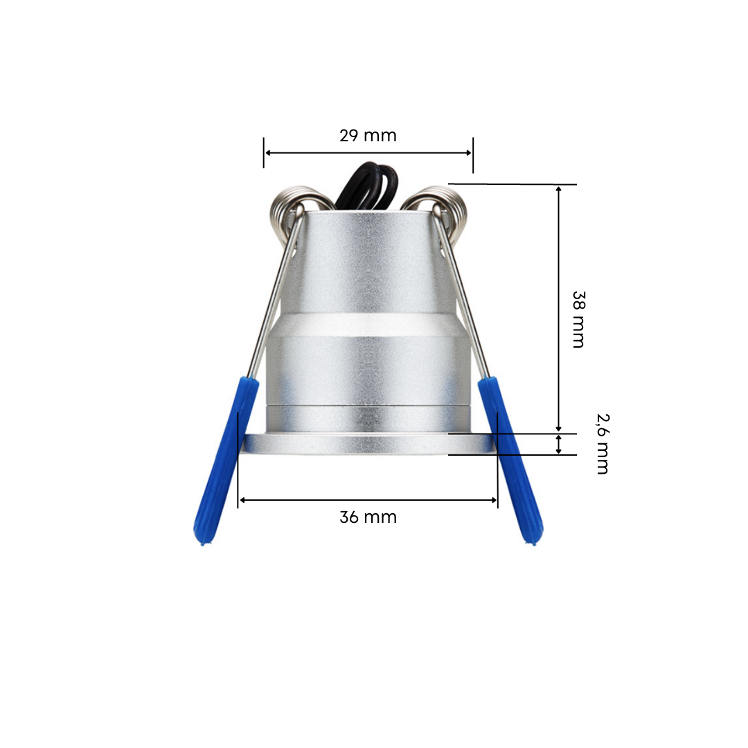 6er Komplettsystem Set (3 Watt) dimmbare LED-Einbaustrahler IP65 (Silber)