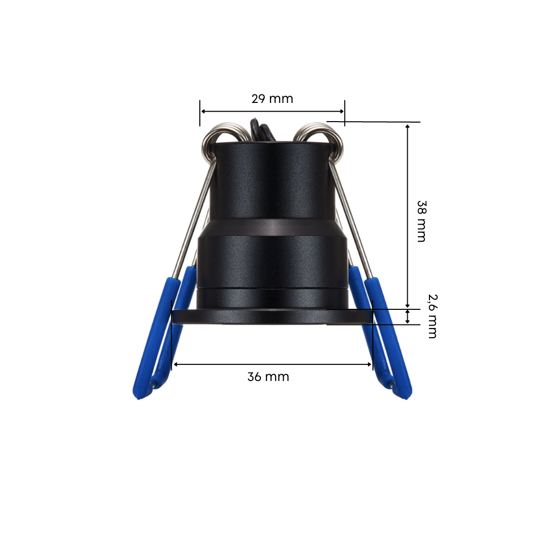 6er Komplettsystem Set (3 Watt) dimmbare LED-Einbaustrahler IP65 (Schwarz)